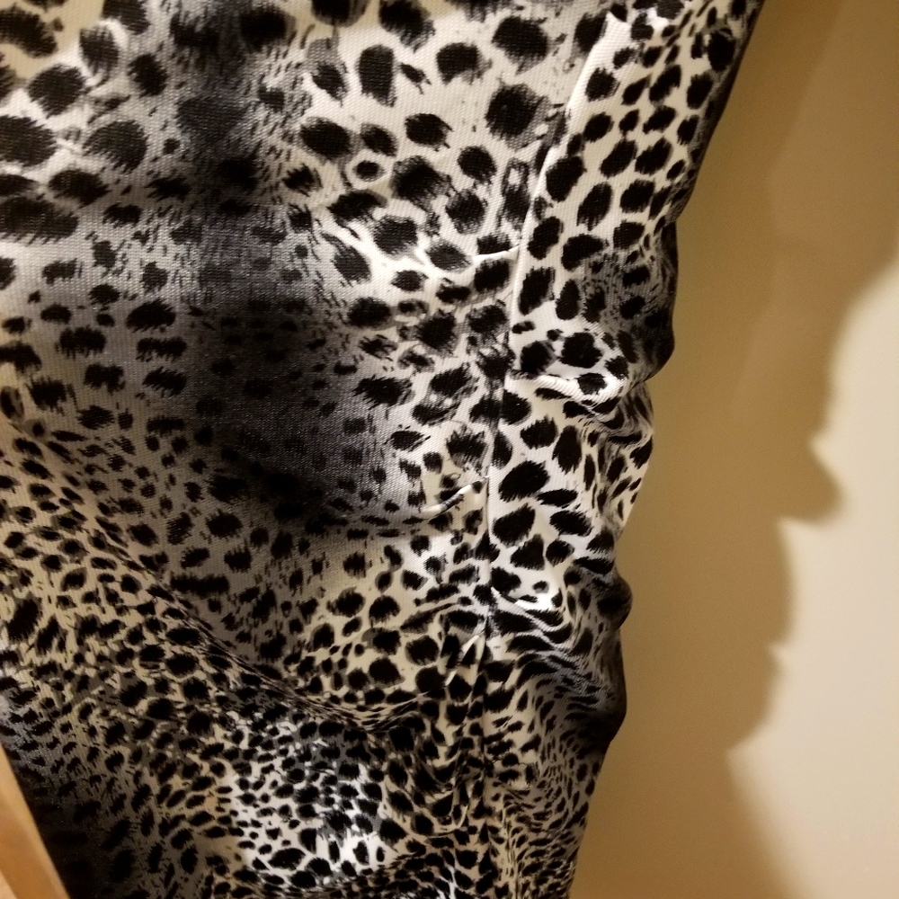 Ruched Long Sleeve Leapard Print Dress
